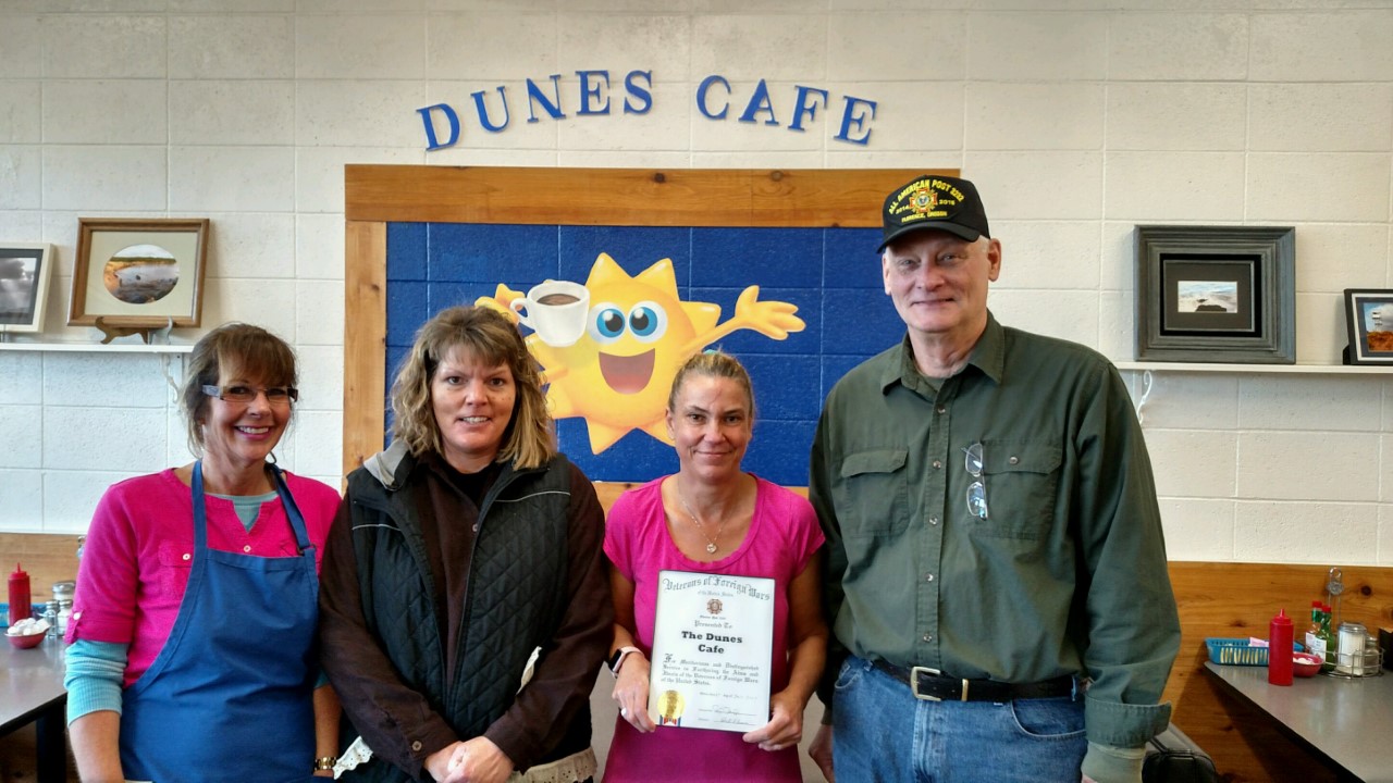 Dunes Cafe receiving a VFW Appreciation - 2016